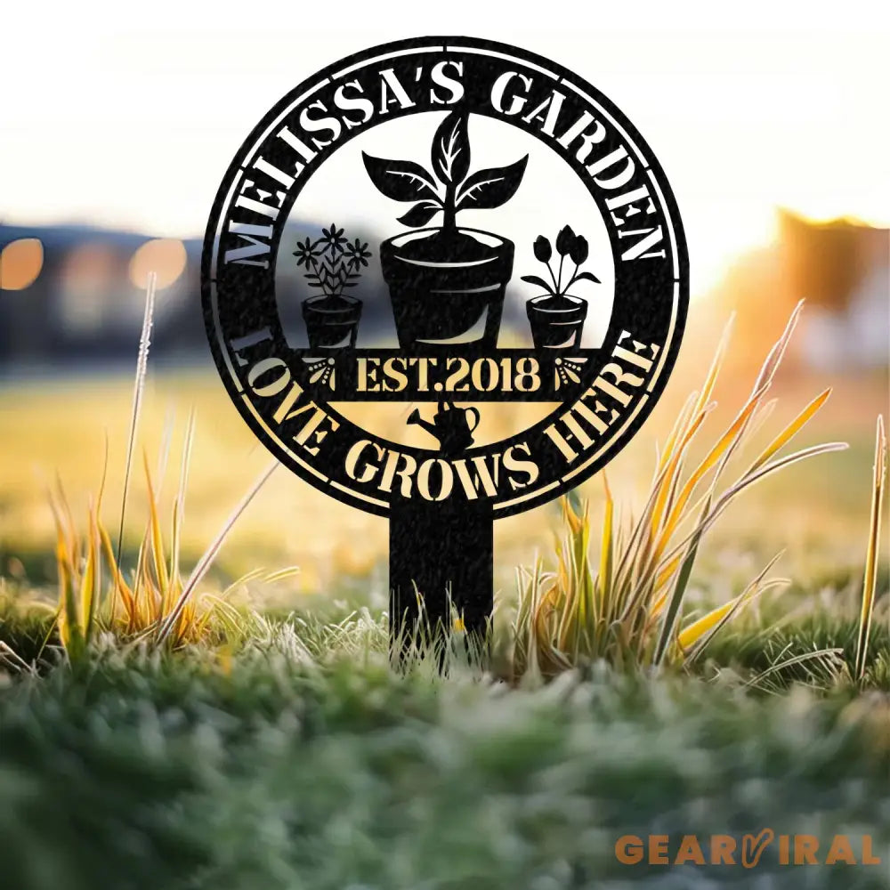 Custom Love Grows Here Metal Garden Decor Stakes Garden Sign Custom Garden Name Sign - Gearviral