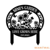 Custom Love Grows Here Sunflower Garden Stake Sunflower Metal Sign Garden Flower Sign Custom Garden Name Sign Garden