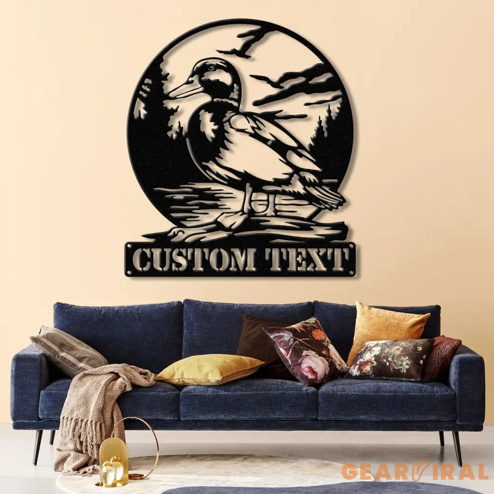 Custom Mallard Duck Metal Wall Art with LED Lights Personalized Duck Name Sign Rustic Wall Decor Man Cave & Cabin Decor