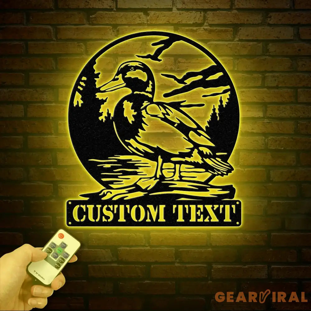 Custom Mallard Duck Metal Wall Art with LED Lights Personalized Duck Name Sign Rustic Wall Decor Man Cave & Cabin Decor