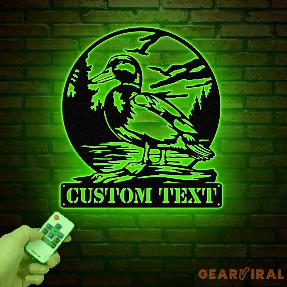 Custom Mallard Duck Metal Wall Art with LED Lights Personalized Duck Name Sign Rustic Wall Decor Man Cave & Cabin Decor