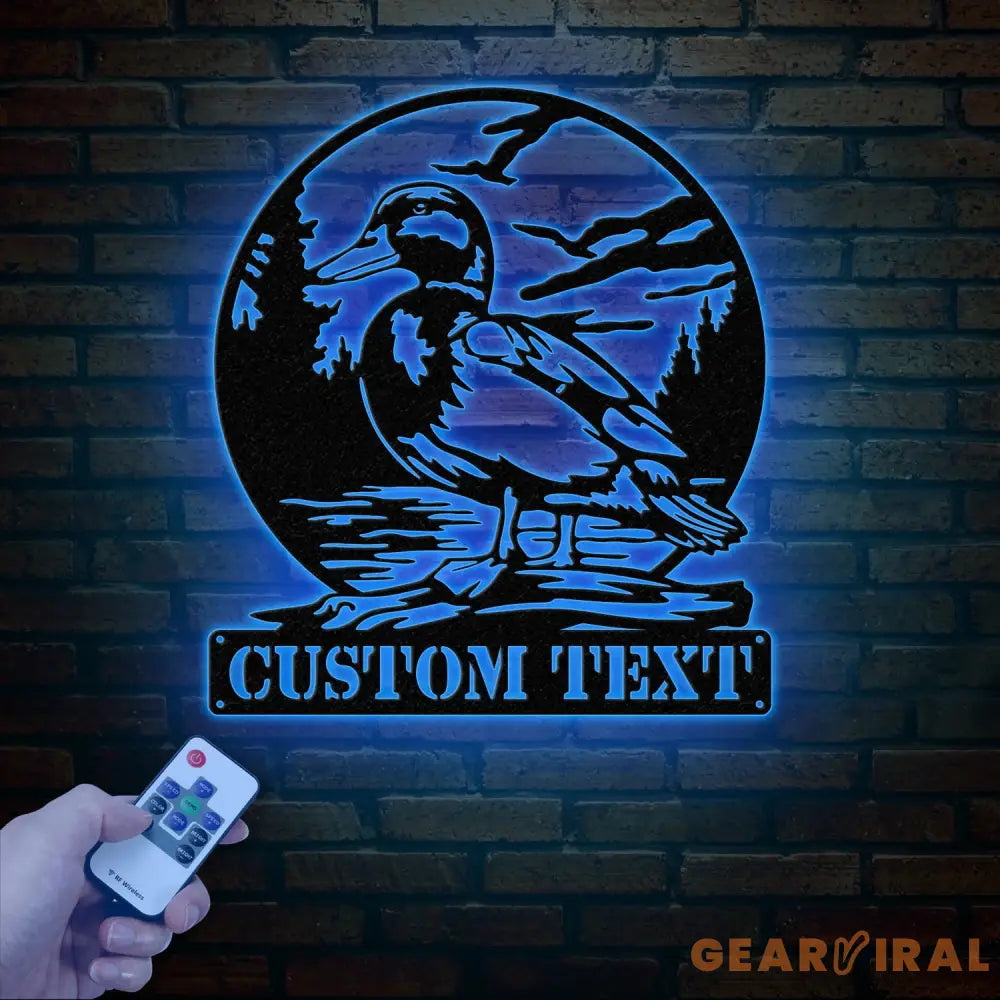 Custom Mallard Duck Metal Wall Art with LED Lights Personalized Duck Name Sign Rustic Wall Decor Man Cave & Cabin Decor