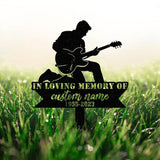 Custom Man Playing Guitar Guitarist Musician Memorial Stake, Memorial Plaque with Stake, Grave Marker, Metal Grave Stake, Cemetery Stake