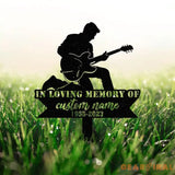 Custom Man Playing Guitar Guitarist Musician Memorial Stake Memorial Plaque with Stake Grave Marker Metal Grave Stake