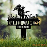 Custom Man Playing Guitar Memorial Stake Personalized Metal Guitarist Gravesite Marker Remembrance Stake Cemetery