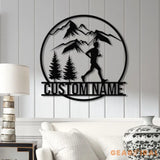 Custom Man Trail Running Metal Wall Art with LED Light - Personalized Runner Name Sign - Home Decor & Perfect Gift for
