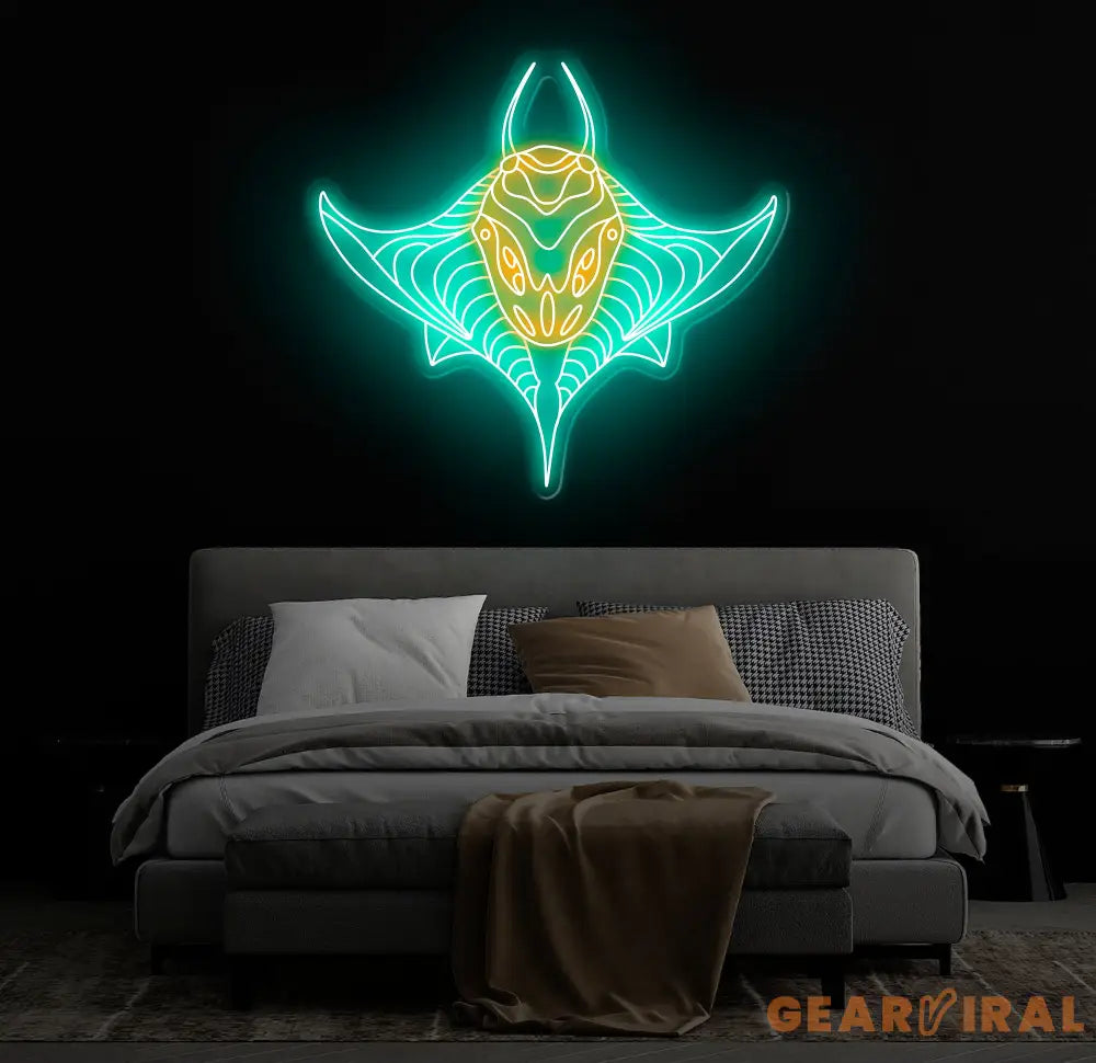 Custom Manta Ray Neon Sign Ocean-Themed LED Wall Art Marine Life Neon Light for Aquarium Decor Unique Underwater Sea