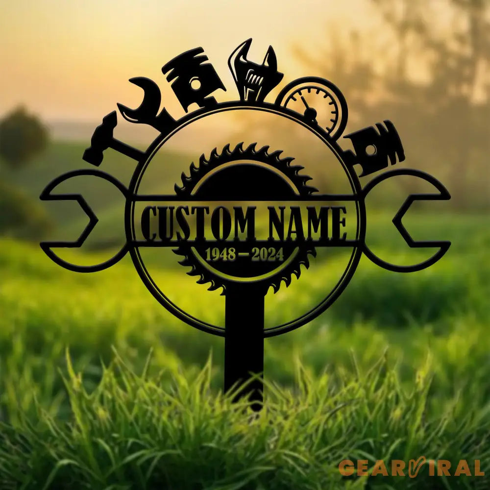 Custom Mechanic Engineer Tools Memorial Stake Mechanic Engineer Memorial Stake Sympathy Sign Grave Marker Remembrance