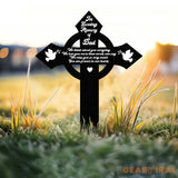 Custom Memorial Cross With Birds Metal Stake Memorial Garden Decor Personalized Angel Cross Signs Outdoor Grave Markers