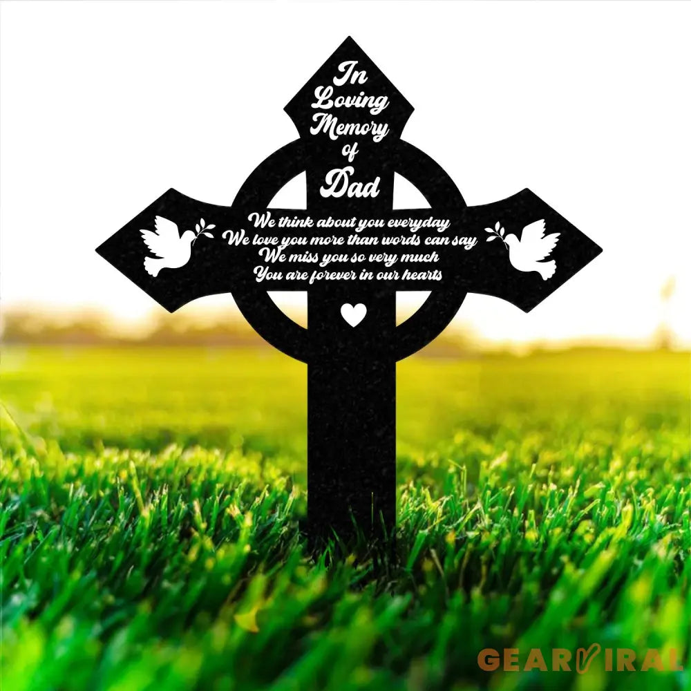Custom Memorial Cross With Birds Metal Stake Memorial Garden Decor Personalized Angel Cross Signs Outdoor Grave Markers