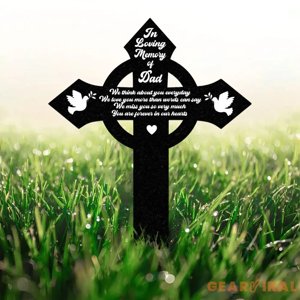 Custom Memorial Cross With Birds Metal Stake Memorial Garden Decor Personalized Angel Cross Signs Outdoor Grave Markers