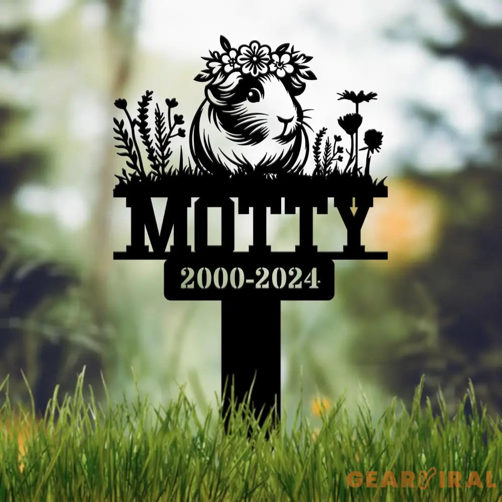Custom Memorial Floral Guinea Pig Stake Guinea Pig Metal Sign Hamster Grave Markers Remembrance Stake Sympathy Sign Pet