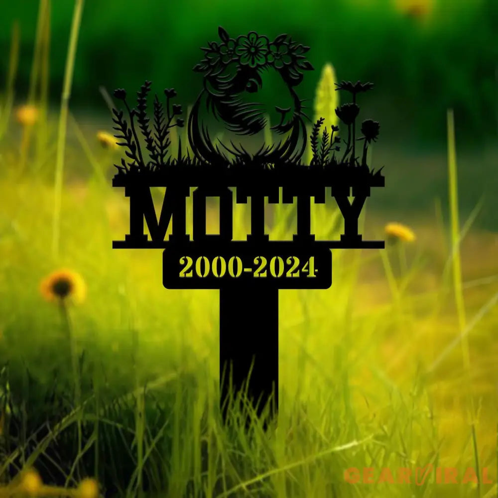 Custom Memorial Floral Guinea Pig Stake Guinea Pig Metal Sign Hamster Grave Markers Remembrance Stake Sympathy Sign Pet
