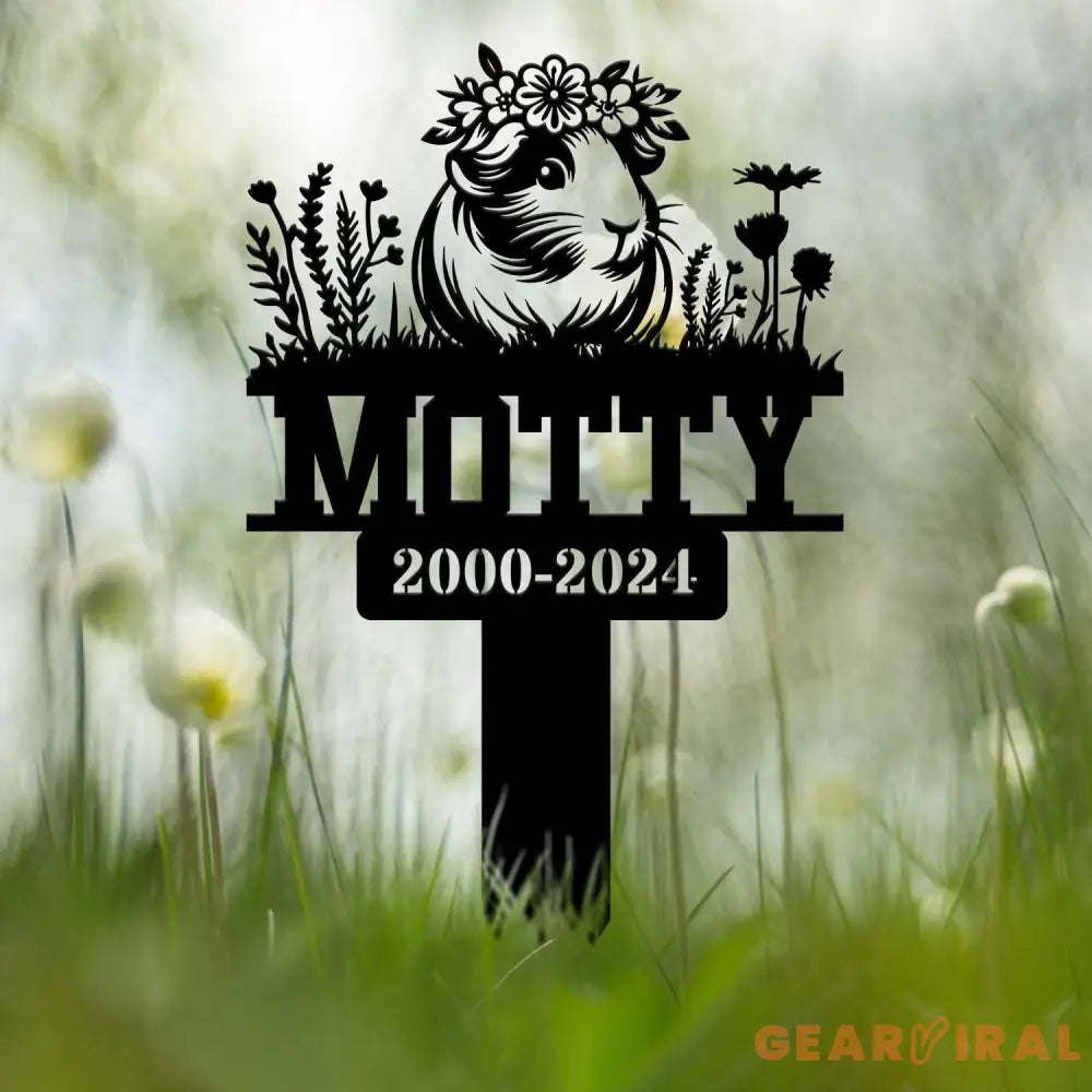 Custom Memorial Floral Guinea Pig Stake Guinea Pig Metal Sign Hamster Grave Markers Remembrance Stake Sympathy Sign Pet