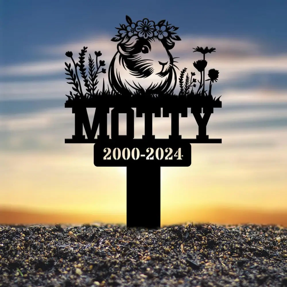 Custom Memorial Floral Guinea Pig Stake Guinea Pig Metal Sign Hamster Grave Markers Remembrance Stake Sympathy Sign Pet