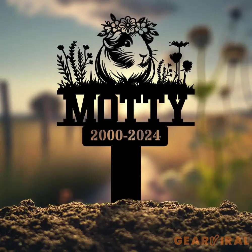 Custom Memorial Floral Guinea Pig Stake Guinea Pig Metal Sign Hamster Grave Markers Remembrance Stake Sympathy Sign Pet