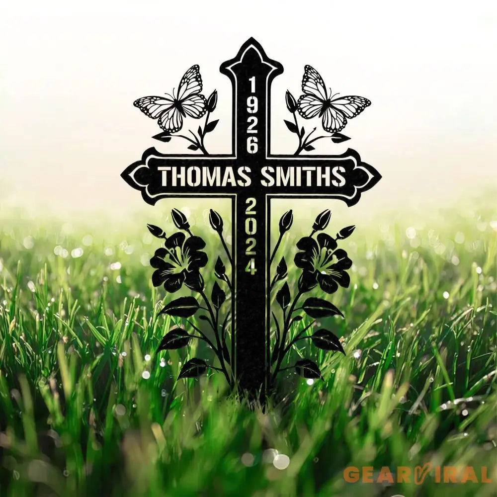 Custom Memorial Metal Cross Stake Grave Marker Sympathy Gifts Remembrance Gift Lawn Metal Cross Garden Stake Memorial