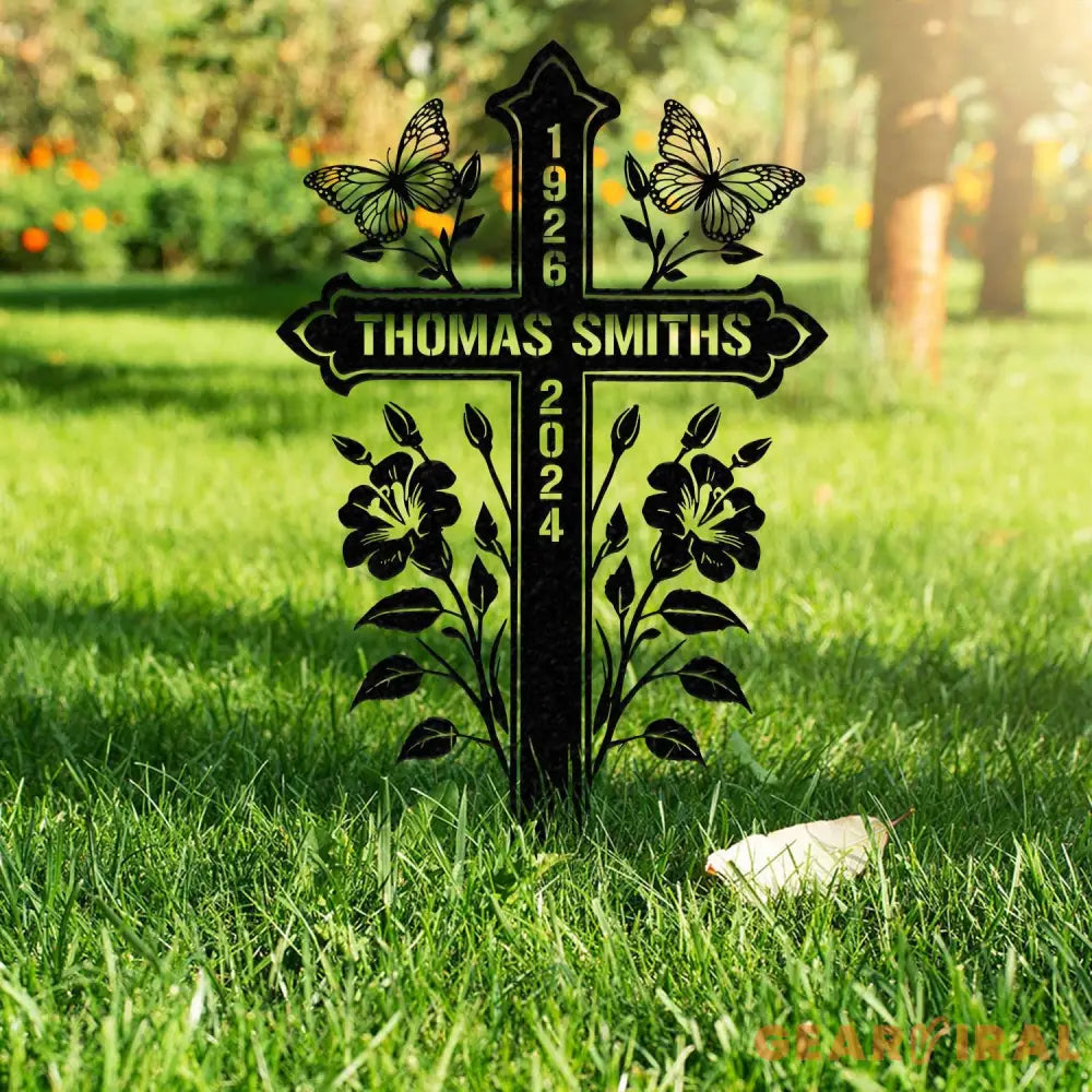 Custom Memorial Metal Cross Stake Grave Marker Sympathy Gifts Remembrance Gift Lawn Metal Cross Garden Stake Memorial
