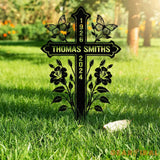 Custom Memorial Metal Cross Stake Grave Marker Sympathy Gifts Remembrance Gift Lawn Metal Cross Garden Stake Memorial