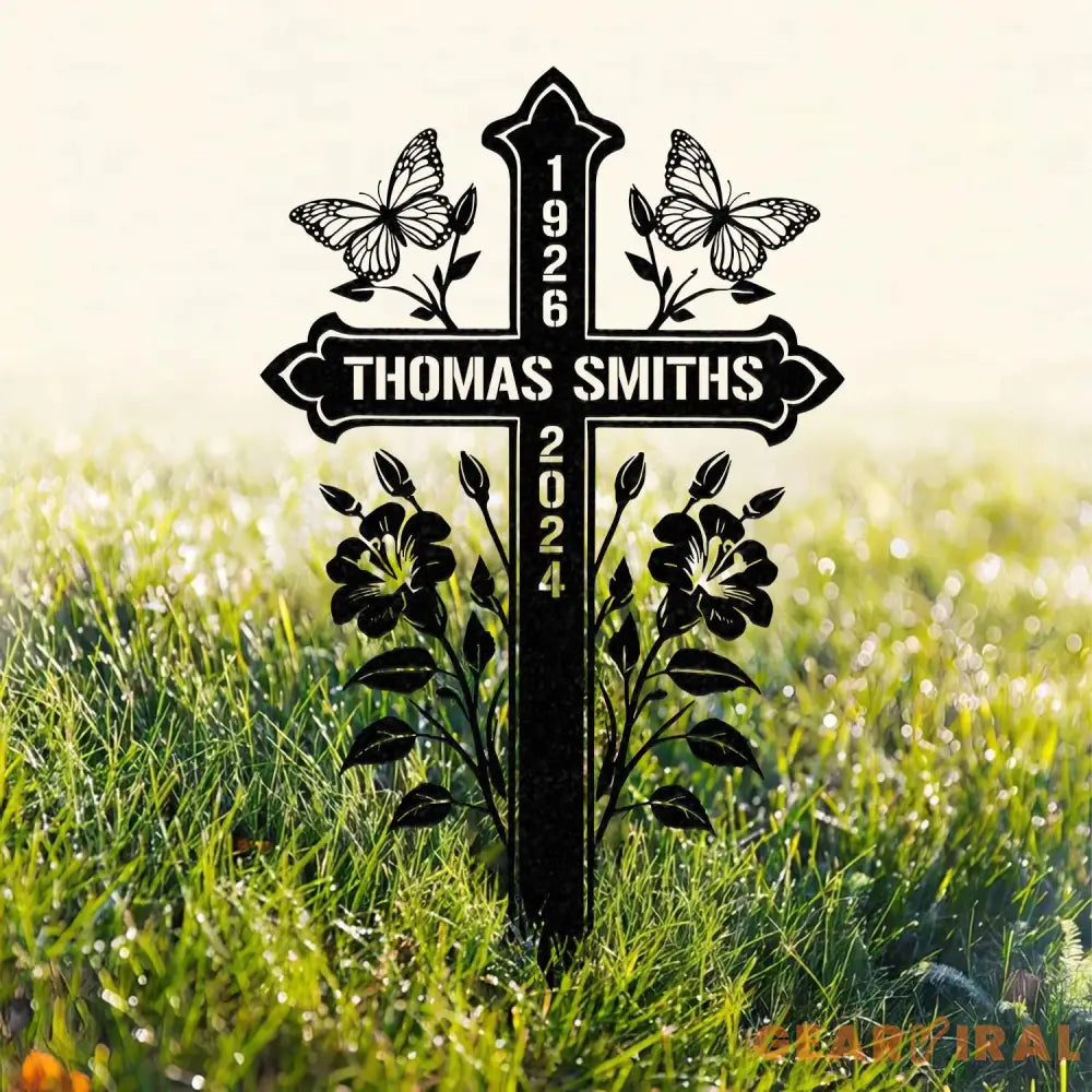 Custom Memorial Metal Cross Stake Grave Marker Sympathy Gifts Remembrance Gift Lawn Metal Cross Garden Stake Memorial