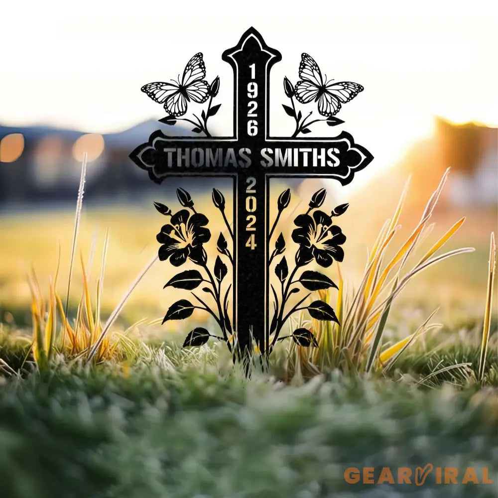 Custom Memorial Metal Cross Stake Grave Marker Sympathy Gifts Remembrance Gift Lawn Metal Cross Garden Stake Memorial