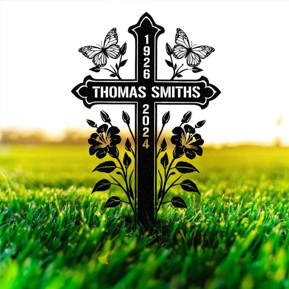 Custom Memorial Metal Cross Stake Grave Marker Sympathy Gifts Remembrance Gift Lawn Metal Cross Garden Stake Memorial