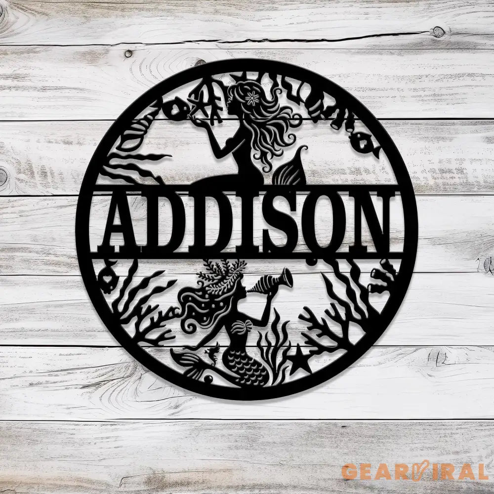 Custom Mermaid Name Sign with Led Light Personalized Metal Mermaid Wall Decor Beach House Decor Kids Room Nursery Decor