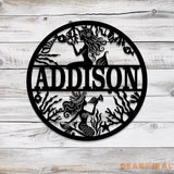 Custom Mermaid Name Sign with Led Light Personalized Metal Mermaid Wall Decor Beach House Decor Kids Room Nursery Decor