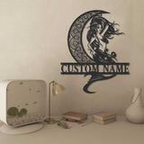 Custom Mermaid On The Moon Metal Wall Art LED Light - Personalized Mermaid Tail Name Sign Home Decor - Mermaid Home Decor & Gift - Mermaid Sign | GearViral