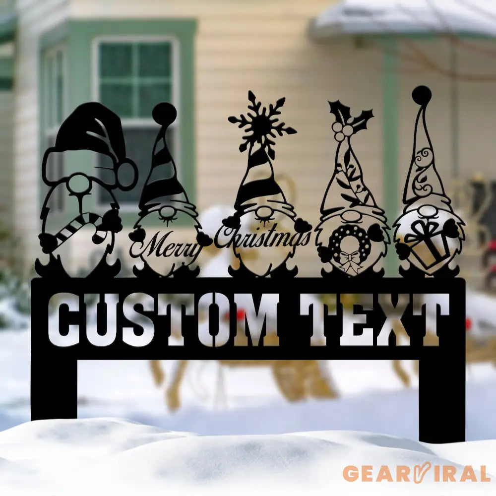 Custom Merry Christmas Gnomes Metal Stake ersonalized Name Sign Gnome Yard Art Lawn Decor Custom Christmas Holiday Gift