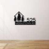 Custom Metal Address Sign, Personalized Pine Tree Number Sign, Address Metal Sign With Street Name, Farmhouse Entrance Metal Sign,Lake House