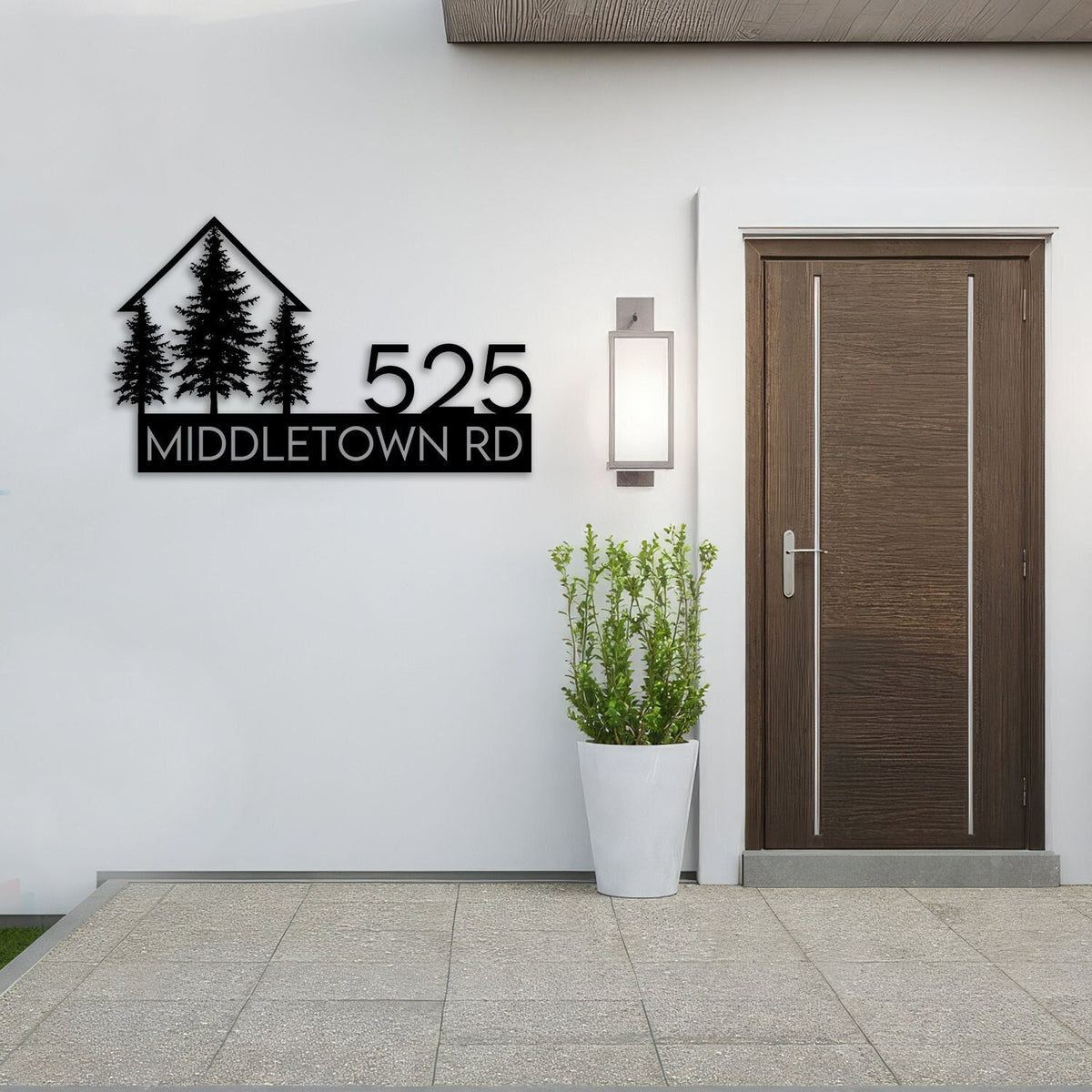 Custom Metal Address Sign, Personalized Pine Tree Number Sign, Address Metal Sign With Street Name, Farmhouse Entrance Metal Sign,Lake House
