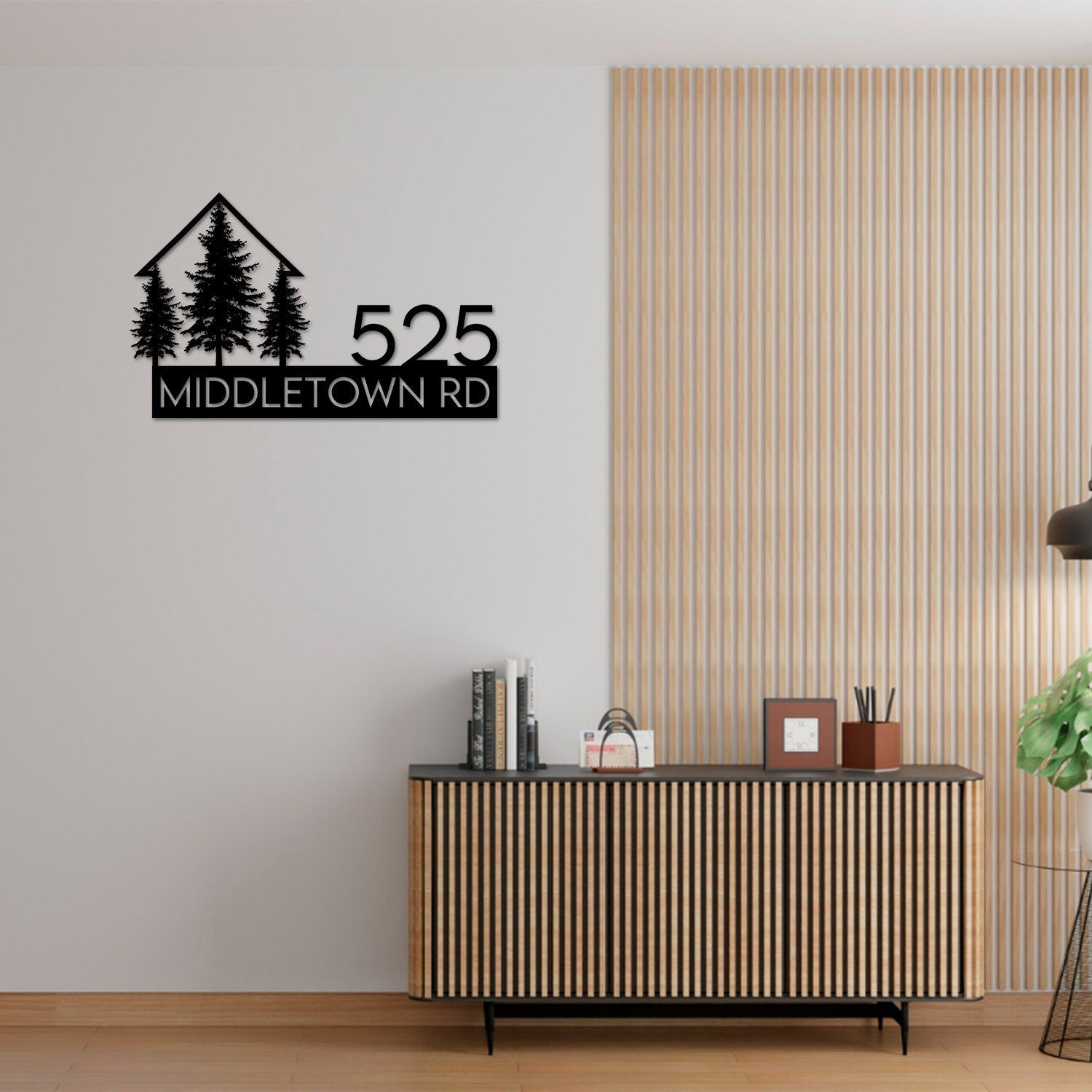 Custom Metal Address Sign, Personalized Pine Tree Number Sign, Address Metal Sign With Street Name, Farmhouse Entrance Metal Sign,Lake House