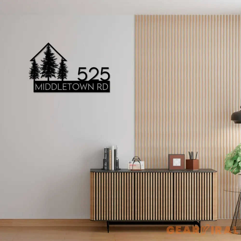 Custom Metal Address Sign Personalized Pine Tree Number Sign Address Metal Sign With Street Name Farmhouse Entrance