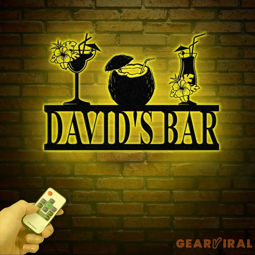 Custom Metal Bar Sign with Led Lights Personalized Bar Wall Art Tropical Bar Decor Tiki Bar Sign Outdoor Bar Plaque