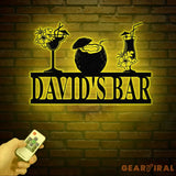 Custom Metal Bar Sign with Led Lights Personalized Bar Wall Art Tropical Bar Decor Tiki Bar Sign Outdoor Bar Plaque