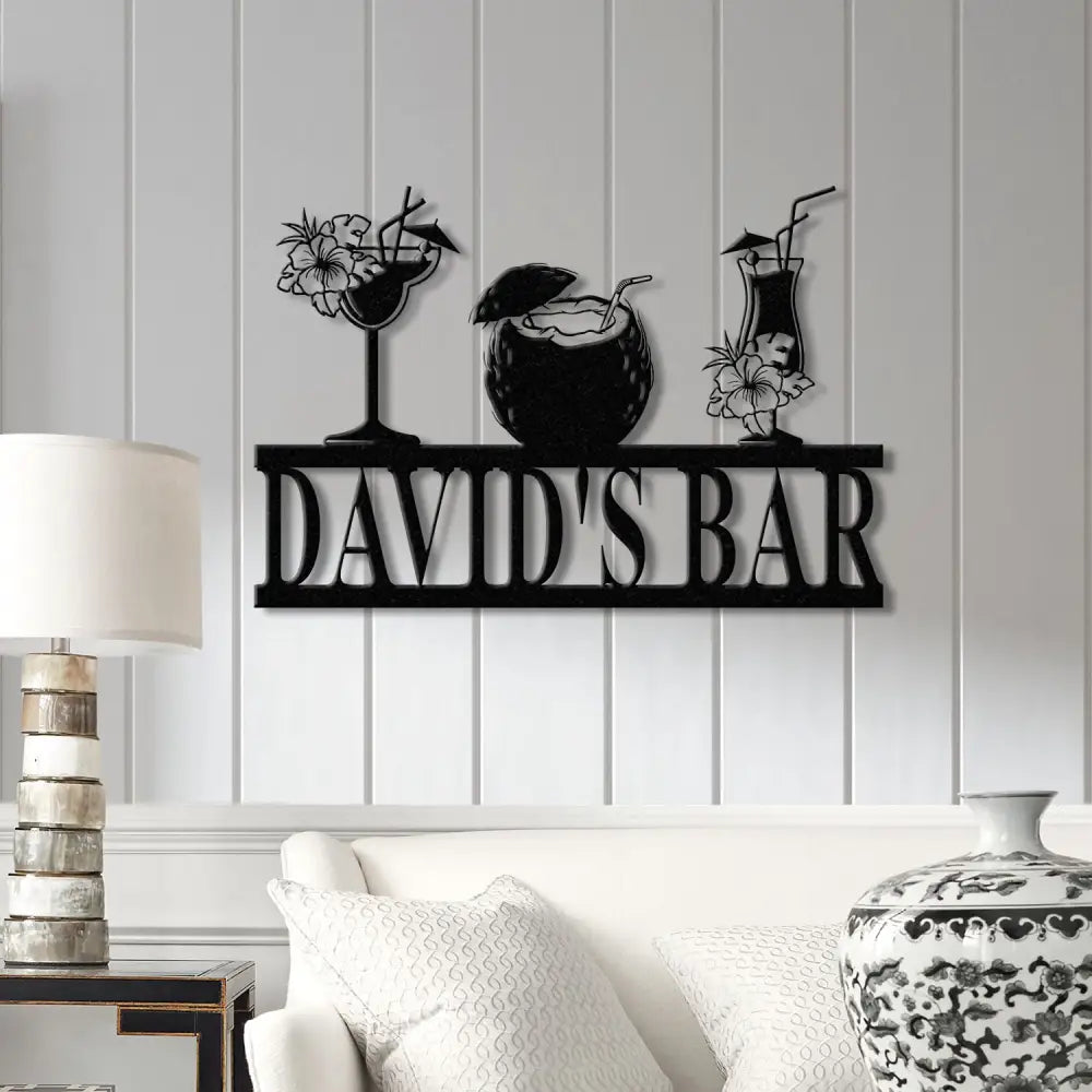 Custom Metal Bar Sign with Led Lights Personalized Bar Wall Art Tropical Bar Decor Tiki Bar Sign Outdoor Bar Plaque