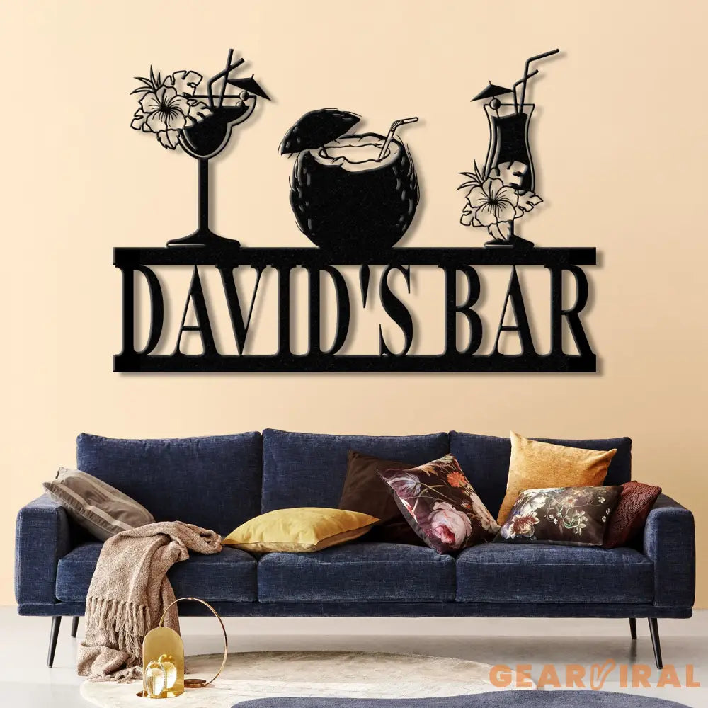 Custom Metal Bar Sign with Led Lights Personalized Bar Wall Art Tropical Bar Decor Tiki Bar Sign Outdoor Bar Plaque