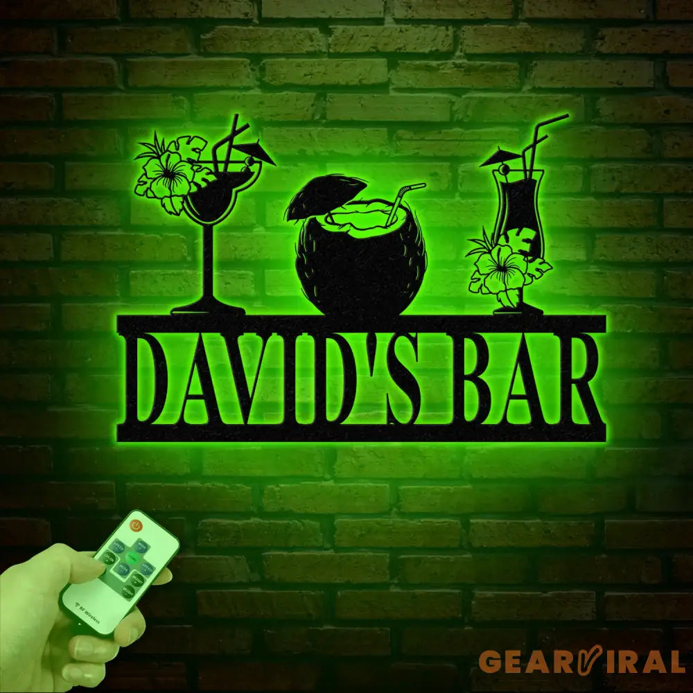 Custom Metal Bar Sign with Led Lights Personalized Bar Wall Art Tropical Bar Decor Tiki Bar Sign Outdoor Bar Plaque