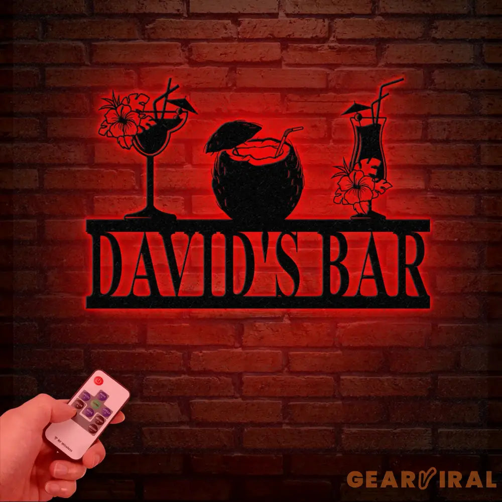 Custom Metal Bar Sign with Led Lights Personalized Bar Wall Art Tropical Bar Decor Tiki Bar Sign Outdoor Bar Plaque