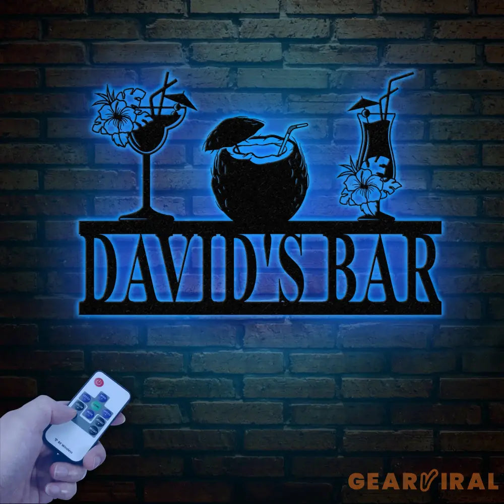 Custom Metal Bar Sign with Led Lights Personalized Bar Wall Art Tropical Bar Decor Tiki Bar Sign Outdoor Bar Plaque