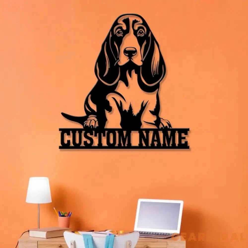 Custom Metal Basset Hound Sign with Led Light Basset Hound Family Name Gift Gift For Dog Lover Dog Monogram Metal Sign