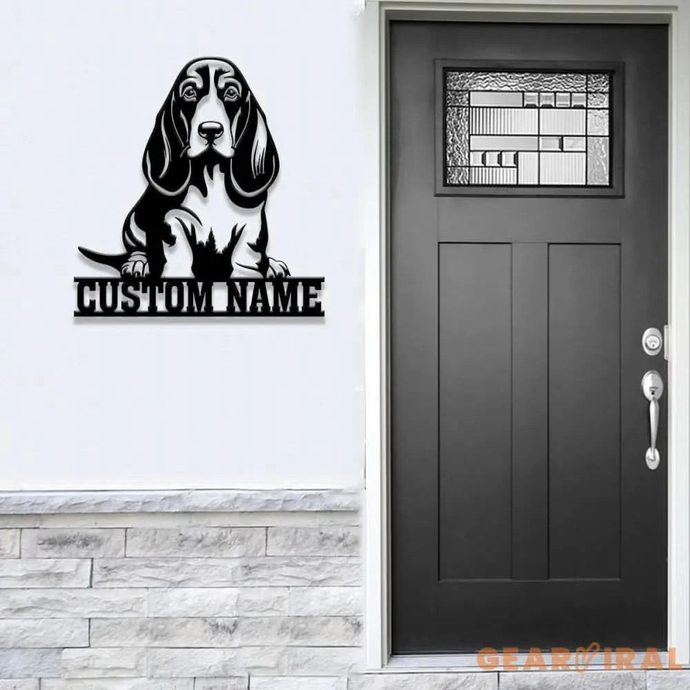 Custom Metal Basset Hound Sign with Led Light Basset Hound Family Name Gift Gift For Dog Lover Dog Monogram Metal Sign