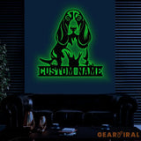 Custom Metal Basset Hound Sign with Led Light Basset Hound Family Name Gift Gift For Dog Lover Dog Monogram Metal Sign