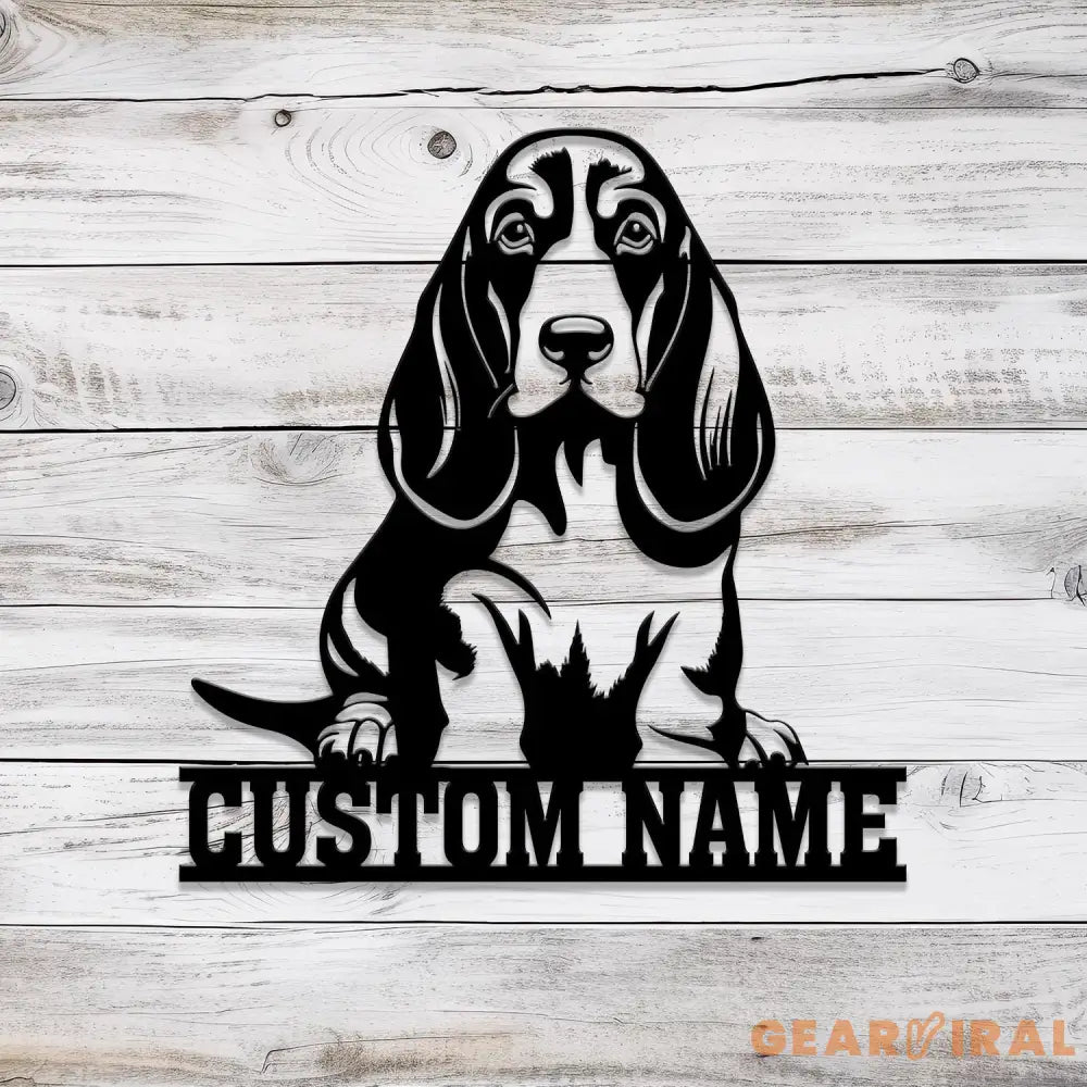 Custom Metal Basset Hound Sign with Led Light Basset Hound Family Name Gift Gift For Dog Lover Dog Monogram Metal Sign
