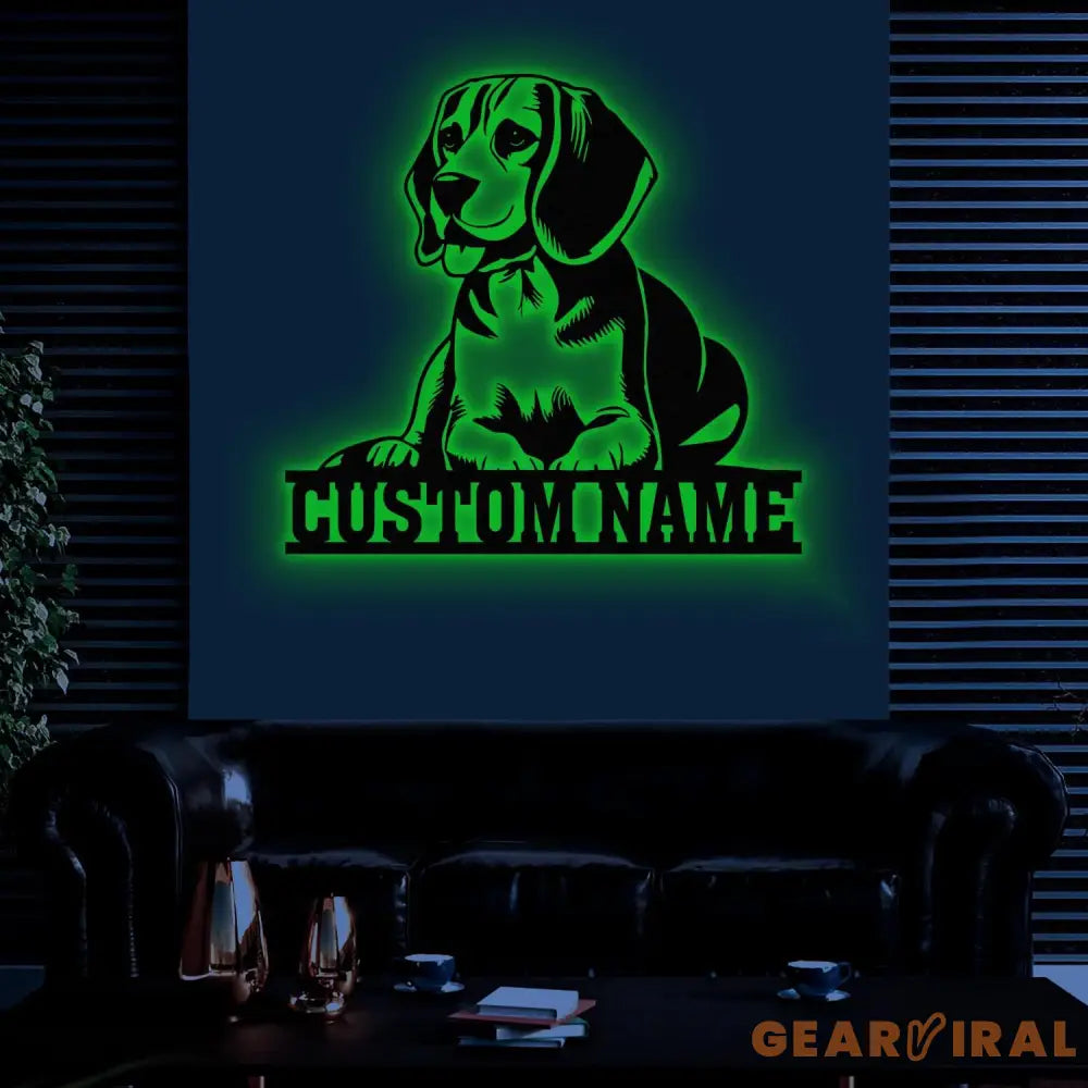Custom Metal Beagle Sign with Led Light Beagle Dog Name Gift Gift For Dog Lover Dog Monogram Metal Sign Dog Mom Gift