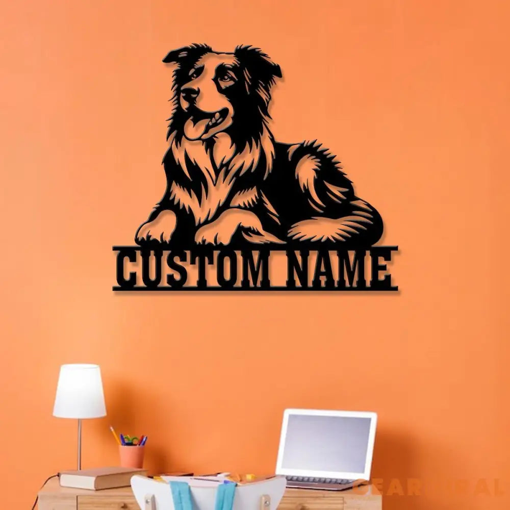 Custom Metal Border Collie Sign with Led Light Border Collie Family Name Gift Gift For Dog Lover Dog Monogram Metal