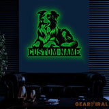 Custom Metal Border Collie Sign with Led Light Border Collie Family Name Gift Gift For Dog Lover Dog Monogram Metal