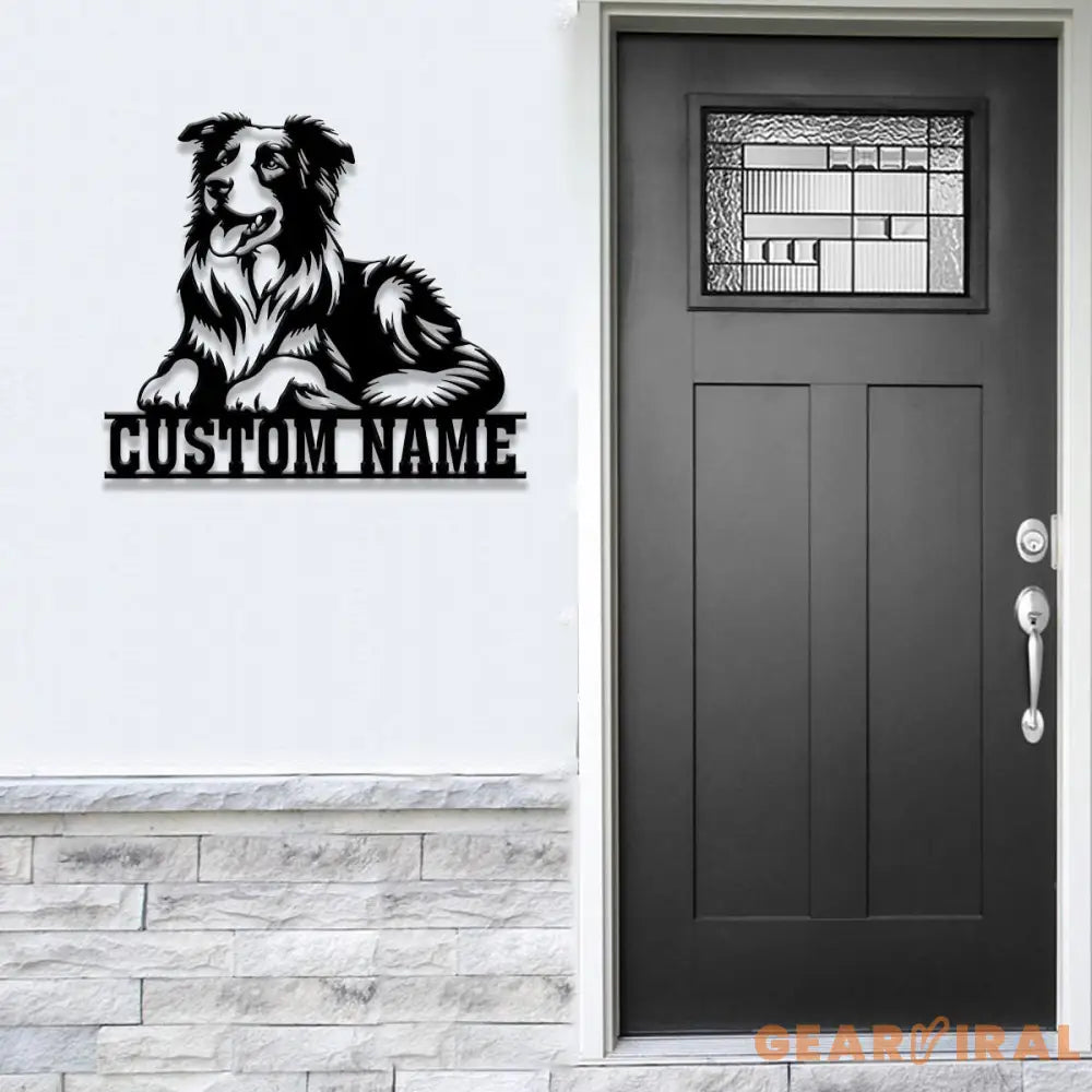 Custom Metal Border Collie Sign with Led Light Border Collie Family Name Gift Gift For Dog Lover Dog Monogram Metal