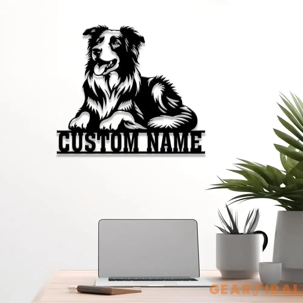 Custom Metal Border Collie Sign with Led Light Border Collie Family Name Gift Gift For Dog Lover Dog Monogram Metal